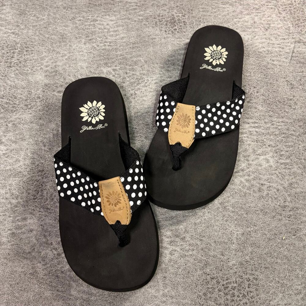 Black Polka Dot Flip Flop Sandals